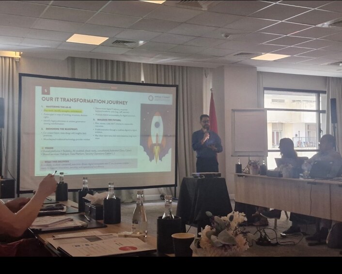 Hicham Souiba presenting the Group IT transformation journey
